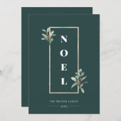 NOELエレガント金ゴールドウィンターベリーフレーム写真 シーズンカード (正面/裏面)