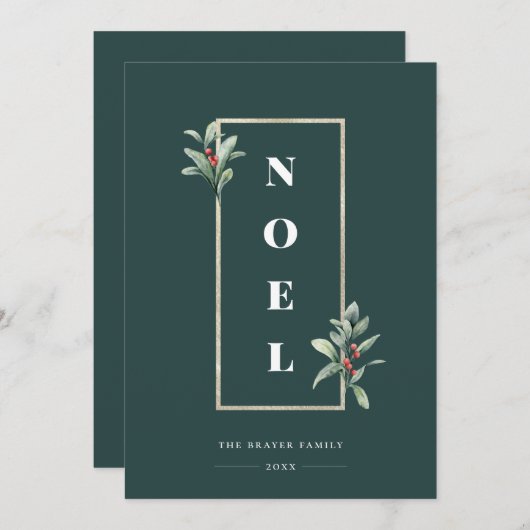NOELエレガント金ゴールドウィンターベリーフレーム写真 シーズンカード (正面/裏面)