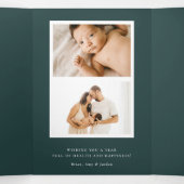 NOELエレガント金ゴールドウィンターベリーフレーム写真 三つ折りクリスマスカード (内部中)