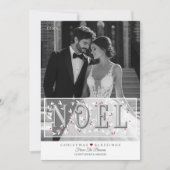 Noelオーバーレイグレーホワイトフォトクリスマスカード カード (正面)