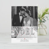 Noelオーバーレイグレーホワイトフォトクリスマスカード カード (スタンド正面)