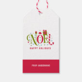 Noelカラフルとおもしろいタイポグラフィの辞任 ギフトタグ (正面)