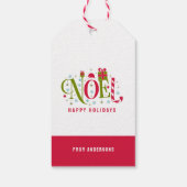 Noelカラフルとおもしろいタイポグラフィの辞任 ギフトタグ (裏面)