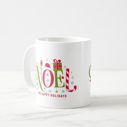 Noelカラフルとおもしろいタイポグラフィの辞任 コーヒーマグカップ (正面左)