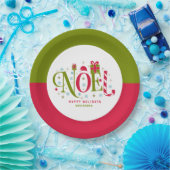 Noelカラフルとおもしろいタイポグラフィの辞任 ペーパープレート (パーティー)