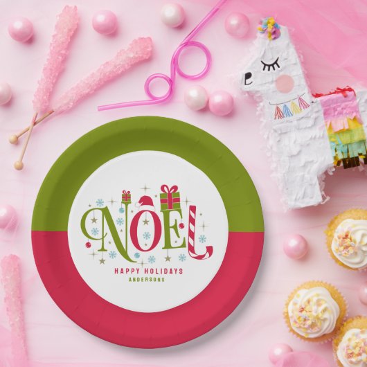 Noelカラフルとおもしろいタイポグラフィの辞任 ペーパープレート (パーティー)