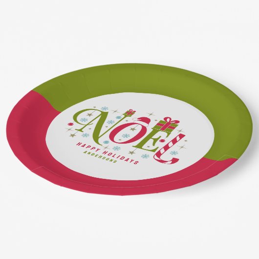 Noelカラフルとおもしろいタイポグラフィの辞任 ペーパープレート (アングル)