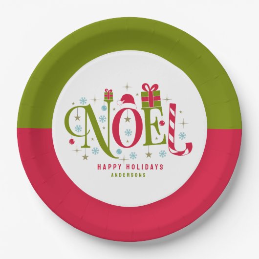 Noelカラフルとおもしろいタイポグラフィの辞任 ペーパープレート (正面)