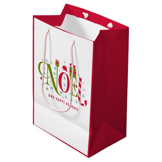 Noelカラフルとおもしろいタイポグラフィの辞任 ミディアムペーパーバッグ (正面アングル)