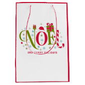 Noelカラフルとおもしろいタイポグラフィの辞任 ミディアムペーパーバッグ (正面)