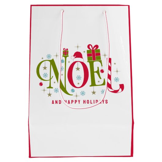 Noelカラフルとおもしろいタイポグラフィの辞任 ミディアムペーパーバッグ (裏面)