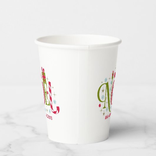 Noelカラフルとおもしろいタイポグラフィの辞任 紙コップ (右)