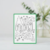 Noelカラーリングページクリスマスアクティビティカード ポストカード (スタンド正面)