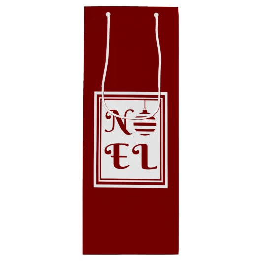 NOELクリスマスレッド&ホワイトパーソナライズされた ワインギフトバッグ (正面)