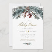 NOELクリスマ素朴スパインウィンターホリデーディナー 招待状 (正面)