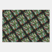 NOELグリーンリーとベリーのクリスマス ラッピングペーパーシート (正面)