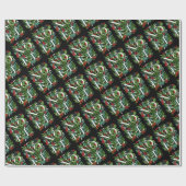 NOELグリーンリーとベリーのクリスマス ラッピングペーパー (フラット)