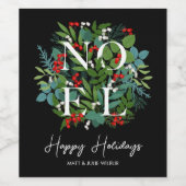 NOELグリーンリーベリーベリーハッピーホリデー ワインラベル (シングルラベル)