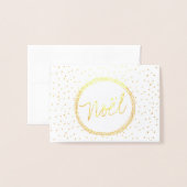 Noelタイポグラフィスクリプトモダンフォトクリスマス 箔カード (封筒付き正面)