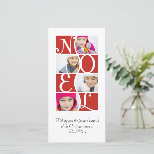NOELパズルに赤いクリスマスグリーティングカード シーズンカード (スタンド正面)
