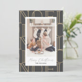 NOELパターモダンンクリスマスホリデーフォトカード 招待状 (スタンド正面)