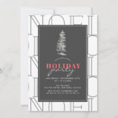 NOELパターモダンンホワイトクリスマスホリデーパーティー 招待状 (正面)