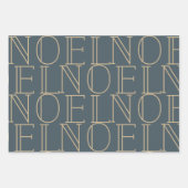 NOELピンクパインコーンパターンネイビーブルー&ホワイト ラッピングペーパーシート (正面2)