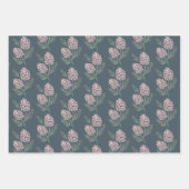 NOELピンクパインコーンパターンネイビーブルー&ホワイト ラッピングペーパーシート (正面)