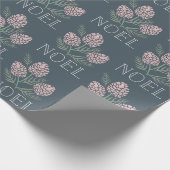 NOELピンクパインコーンパターンネイビーブルー ラッピングペーパー (角)
