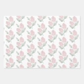 NOELピンクパインコーンパターンホワイト&グレー ラッピングペーパーシート (正面)