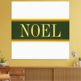 NOELフォレストかわいらしグリーンホワイトクリスマスストライプ キャンバスプリント
