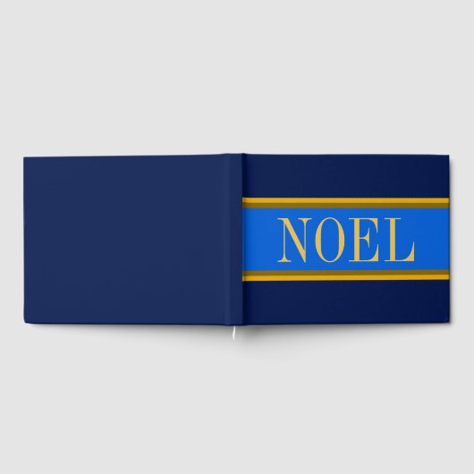 NOELブルーエレガントネイビー王室のクリスマスストライプ ゲストブック (全面)