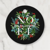 NOELベリーグリーンリーブラックホリデイメッセージカード フェイバータグ (正面)