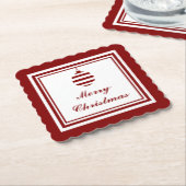 NOELメリークリスマスホリデーボー赤と白ブル ペーパーコースター (アングル)