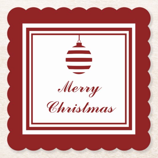 NOELメリークリスマスホリデーボー赤と白ブル ペーパーコースター (正面)