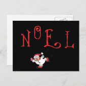 NOEL付スケートで滑る雪だるま シーズンポストカード (正面/裏面)