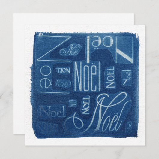 Noël印刷のCyanotypeのスクエア シーズンカード (正面/裏面)