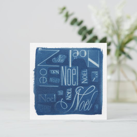 Noël印刷のCyanotypeのスクエア シーズンカード (スタンド正面)