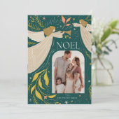 NOEL天使ティール(緑がかった色)2写真クリスマス シーズンカード (スタンド正面)