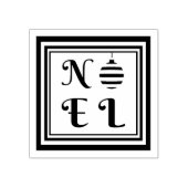 NOEL文字クリスマスホリデーボーブルスクエアフレーム ラバースタンプ (インプリント)