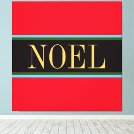 NOEL明カラフルるい赤の黒のクリスマスストライプ キャンバスプリント