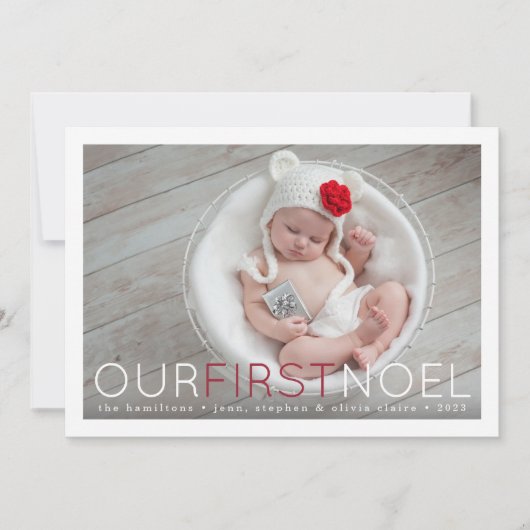 Noel最初|のベビーの初めてのクリスマスの写真 シーズンカード (正面)