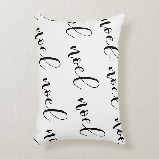 Noel |の白黒クリスマスの原稿 アクセントクッション (正面(垂直))