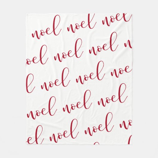 Noel |の赤と白のクリスマスの原稿 フリースブランケット (正面)