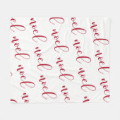 Noel |の赤と白のクリスマスの原稿 フリースブランケット (正面(横))