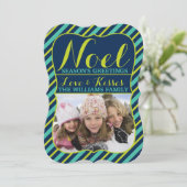 {Noel}ネイビーティール(緑がかった色)&ライムシーズンのグリーティングフォト シーズンカード (スタンド正面)