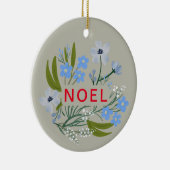 NOEL ファミリー名 青い赤い花 セラミックオーナメント (右)