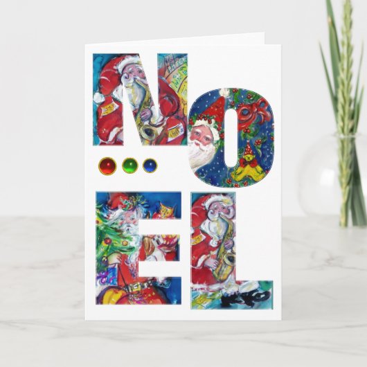 NOEL /ミュージカルクリスマスパーティー,クリスマスツリー付きサンタ シーズンカード (正面)