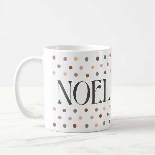 "NOEL"レトロ点々のあるクリスマスギフトマグ コーヒーマグカップ (左)