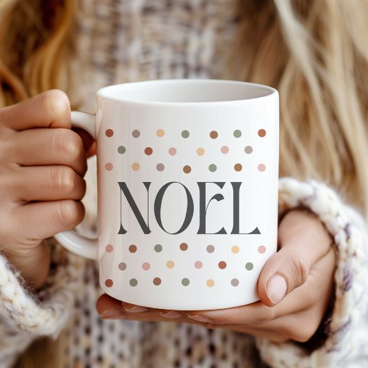 "NOEL"レトロ点々のあるクリスマスギフトマグ コーヒーマグカップ